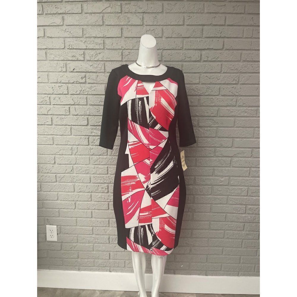 Sangria Abstract Print Scuba Dress Size 10 NWT